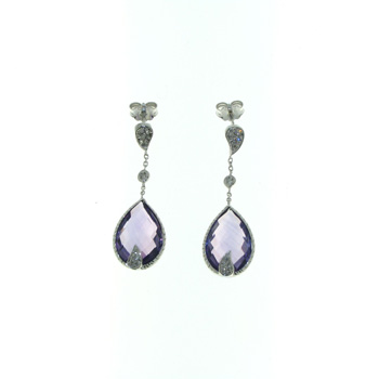 EDP0017 18k White Gold Diamond Amethyst Earrings