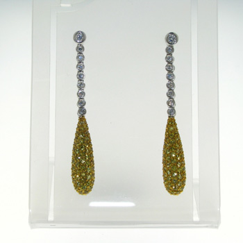 EDP2082 18k White Gold Diamond Yellow Sapphire Earrings