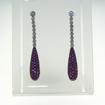 EDP2083 18k White Gold Diamond Ruby Earrings
