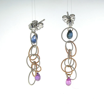 EDP2163 18k White & Rose Gold Diamond Sapphire Earrings