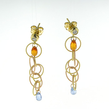 EDP2164 18k Yellow & Rose Gold Diamond Sapphire Earrings