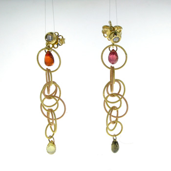EDP2165 18k Rose & Yellow Gold Diamond Sapphire Earrings