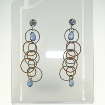 EDP2166 18k Rose & White Gold Diamond Sapphire Earrings
