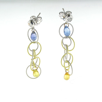 EDP2167 18k Yellow & White Gold Diamond Sapphire Earrings