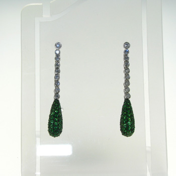 EDP2553 18k White Gold Diamond Tsavorite Earrings