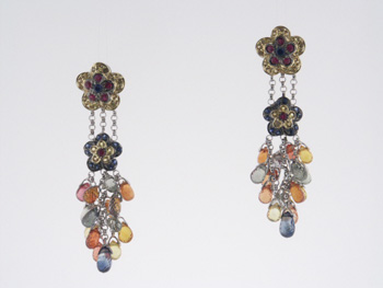 EDP2621 18k White Gold Diamond Sapphire Earrings
