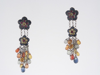 EDP2622 18k White Gold Diamond Sapphire Earrings