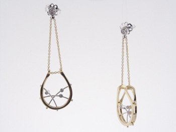 EDP3634 18k White & Yellow Gold Diamond Earrings
