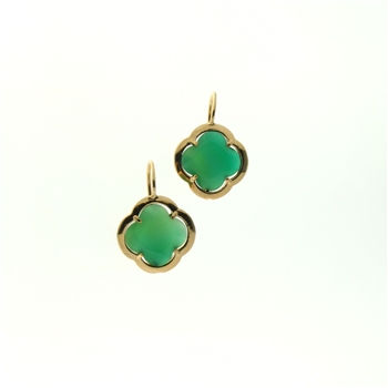ESS1226 Sterling Silver Green Agate Earrings