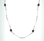 NEC1065 18k White Gold Diamond Sapphire Necklace