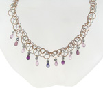 NEC1086 18k White & Rose Gold Diamond Sapphire Necklace