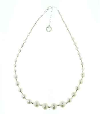 NLS1195 Sterling Silver Pearl Necklace