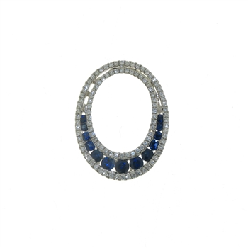 PLD01421 18k White Gold Diamond Sapphire Pendant