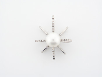 PLD2317 18k White Gold Diamond Pearl Pendant