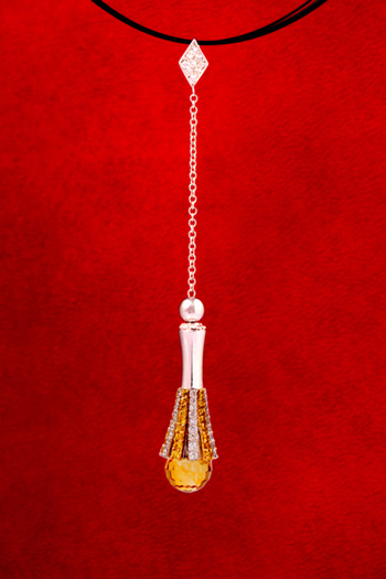 PLD2449 18k White Gold Diamond Citrine & Sapphire Pendant