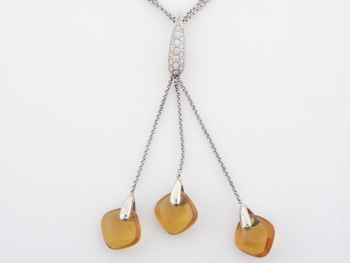 PLD2478 18k White Gold Diamond Citrine Pendant