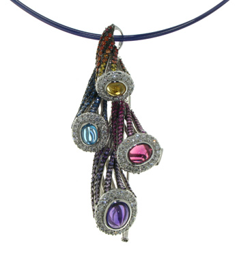 PLD3172 18k White Gold Diamond Sapphire Pendant