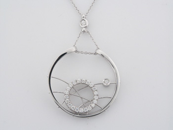 PLD3223 18k White Gold Diamond Pendant