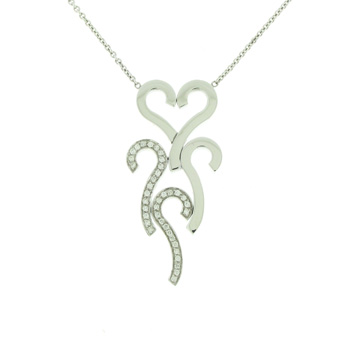 PLD3337 18k White Gold Diamond Pendant