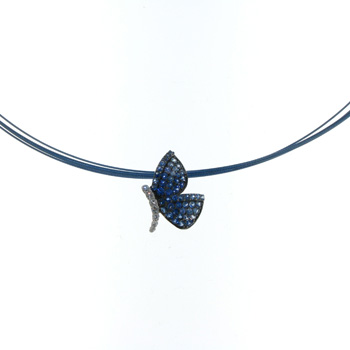 PLD3348 18k White Gold Diamond Sapphire Pendant