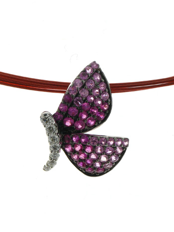 PLD3349 18k White Gold Diamond Ruby Pendant
