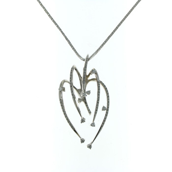 PLD3368 18k White Gold Diamond Pendant