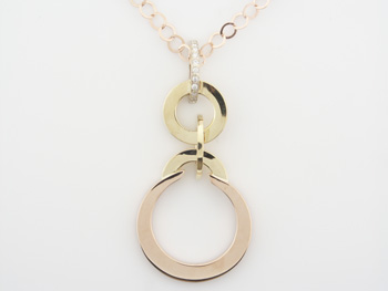 PLD3385 18k Rose Yellow & White Gold Diamond Pendant