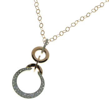 PLD3389 18k Rose & White Gold Diamond Pendant