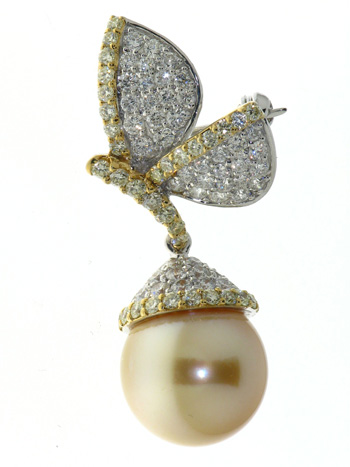 PLD3402 18k White Gold Diamond Pearl Pendant