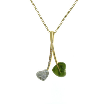 PLD3406 18k Yellow Gold Diamond Peridot Pendant