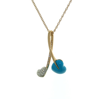 PLD3407 18k Rose Gold Diamond Turquoise Pendant