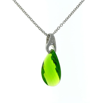PLD3411 18k White Gold Diamond Quartz Pendant