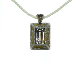 PLD3419 18k White Gold Diamond Citrine Pendant