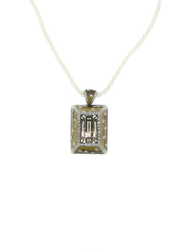 PLD3420 18k White Gold Diamond Smokey Topaz Pendant