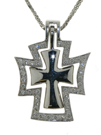 PLD3422 18k White Gold Diamond Pendant