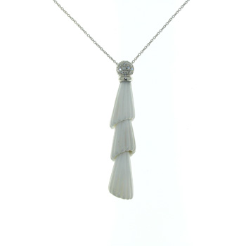 PLD7002 18k White Gold Diamond Agate Necklace