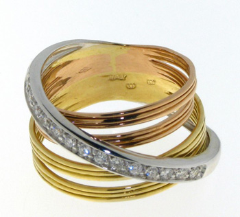 RLD0032 18k White Yellow & Rose Gold Diamond Ring