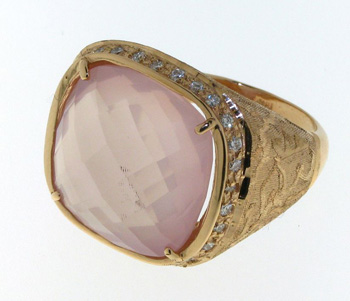 RLD0047 18k Rose Gold Diamond Quartz Ring