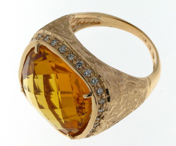 RLD0048 18k Rose Gold Diamond Citrine Ring