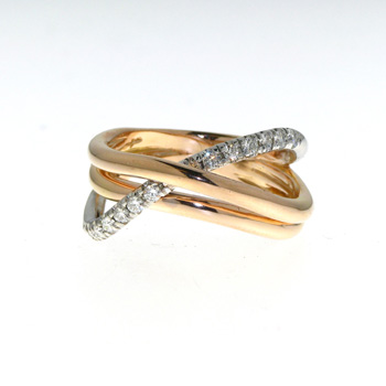 RLD0071 18k Rose & White Gold Diamond Ring