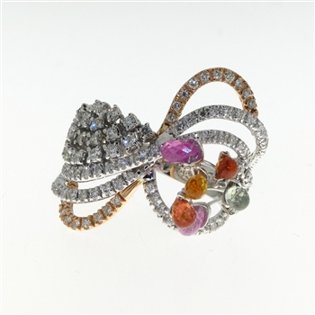 RLD01068 18k White Gold Diamond Sapphire Ring