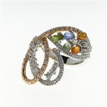 RLD01069 18k White Gold Diamond Sapphire Ring