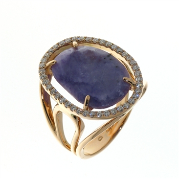 RLD01212 18k Rose Gold Diamond Amethyst Ring
