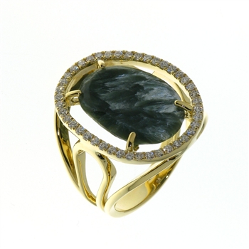 RLD01213 18k Yellow Gold Diamond Agate Ring