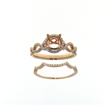 RLD01223 18k Rose Gold Diamond Wedding Set