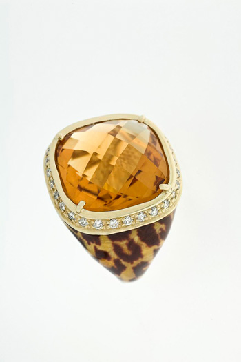 RLD5188 18k Yellow Gold Diamond Citrine Ring