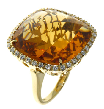 RLD5189 18k Yellow Gold Diamond Citrine Ring
