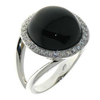 RLD5206 18k White Gold Diamond Onyx Ring