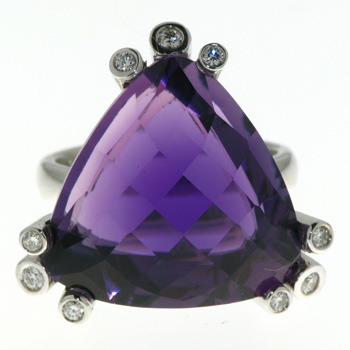 RLD5213 18k White Gold Diamond Amethyst Ring