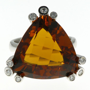 RLD5214 18k White Gold Diamond Citrine Ring